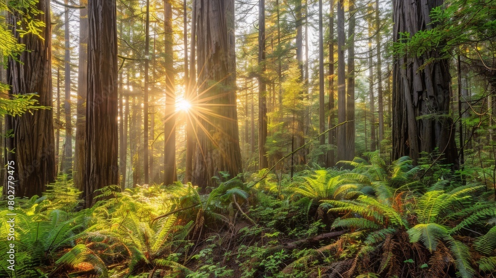 Aufkleber a serene forest landscape with sunlight filtering through the trees, highlighting the importance of 