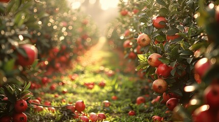 The pomegranate orchard. Generative AI.