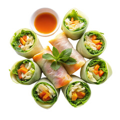 Spring rolls isolated on transparent background.
