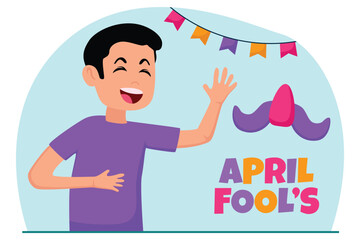 April Fools Flat Illustration Design
