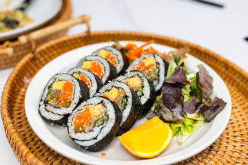Traditional Korean Sushi rice roll kimbap