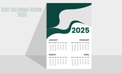 Classic monthly calendar for 2025. Calendar in the style of minimalist square shape. 
