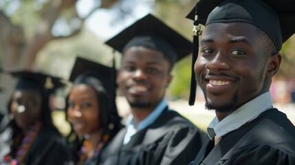 Joyful African American Graduates Celebrating Academic Achievement at University Commencement