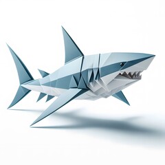 Shark made from folded paper white background
