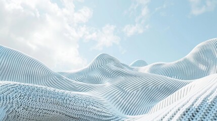3d render of white knitted fabric pattern in shape of dome