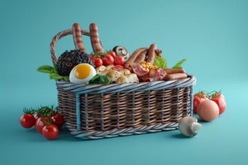 A basket of food with a sandwich and a hot dog