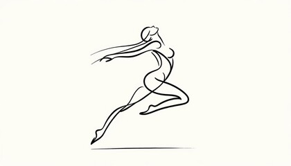 A minimalist line drawing of a figure leaping, capturing motion in simple strokes.