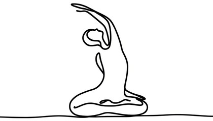 A minimalist line drawing of a figure in a yoga pose, capturing the balance and serenity of the pose in simple, flowing lines.