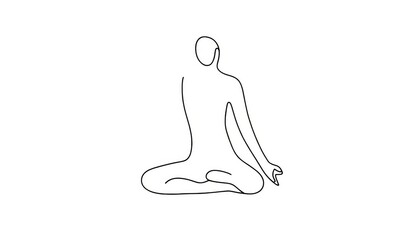 A minimalist line drawing of a figure in a yoga pose, capturing the balance and serenity of the pose in simple, flowing lines.