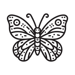 Line art of butterfly cartoon vector