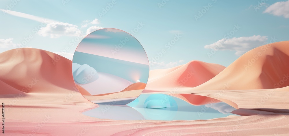 Poster 3d render of an abstract background with pink and blue geometric shapes