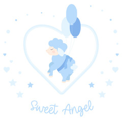 Baby shower invitation. Sweet Angel. Vector illustration.