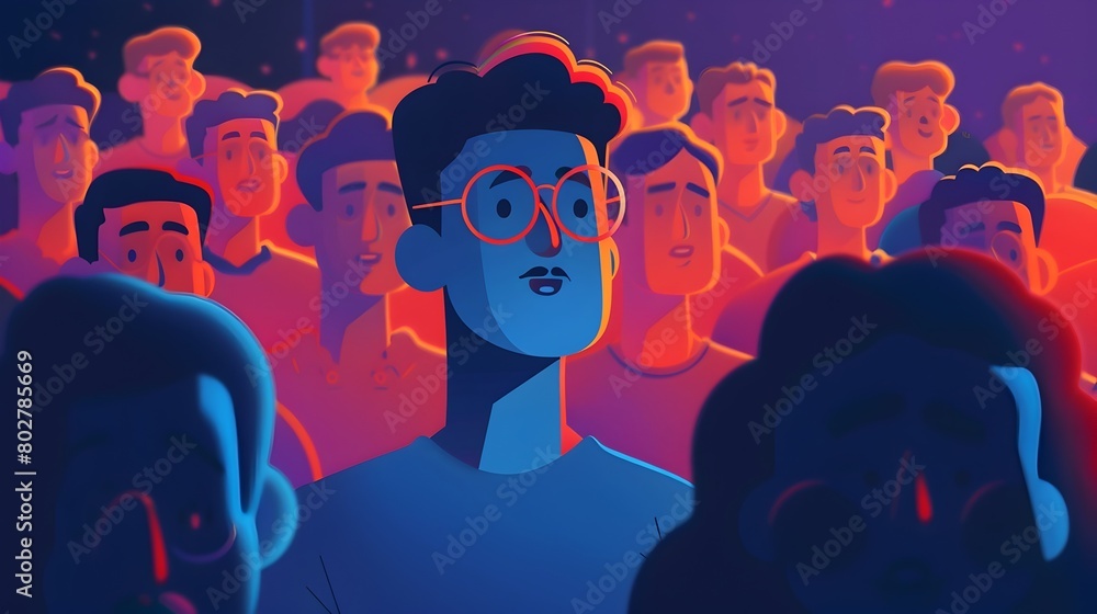 Poster animated male audience member nodding in comprehension during qa session