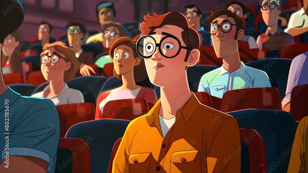 Poster animated male audience member nodding in agreement during qa session