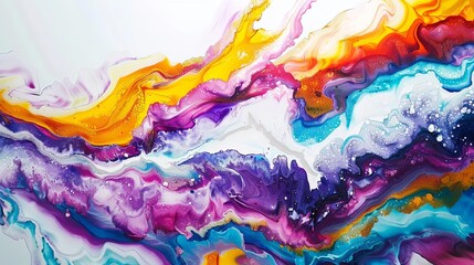 a colorful abstract painting featuring a red, yellow, green, blue, and purple color scheme the pain
