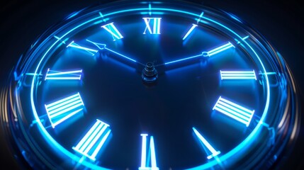 glowing neon lights on the edges of a clock