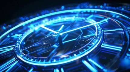 glowing neon lights on the edges of a clock