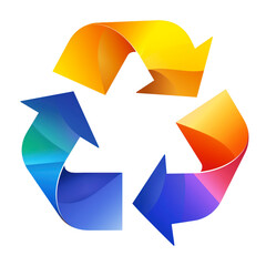 Colorful gradient recycle logo. Vibrant symbol for sustainable practices isolated on a transparent or white background