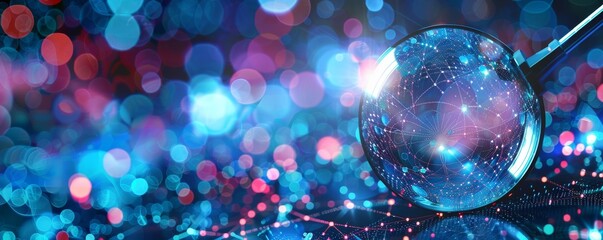 Abstract technological background with magnifying glass symbol