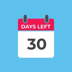 30 days to go countdown template. 30 day Countdown left days banner design. 30 Days left countdown timer
