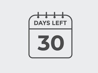 30 days to go countdown template. 30 day Countdown left days banner design. 30 Days left countdown timer
