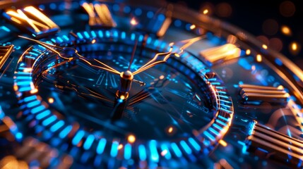 glowing neon lights on the edges of a clock
