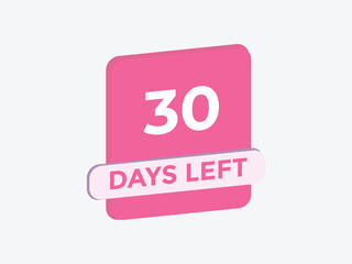 30 days to go countdown template. 30 day Countdown left days banner design. 30 Days left countdown timer

