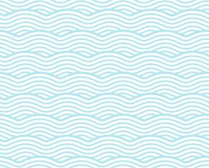 One color seamless pattern with light blue waves