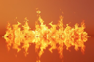 The image is a reflection of a fire in a body of water