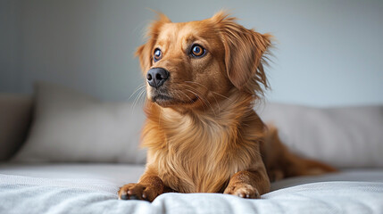 Golden retriever dog , Golden Retriever Puppy Portrait in Isolated Setting