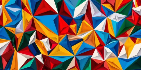 Abstract colorful geometric background with triangles, squares and lines
