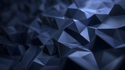 Fototapeta premium Abstract dark blue background with low poly geometric shapes, 3D rendering. Big data technology and futuristic digital concept of cyber network connection