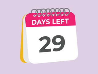 29 days to go countdown template. 29 day Countdown left days banner design. 29 Days left countdown timer
