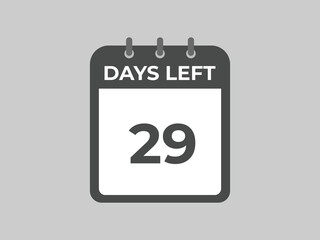 29 days to go countdown template. 29 day Countdown left days banner design. 29 Days left countdown timer
