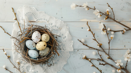 eggs in the snow and yellow red pink blue sky egg in next white flower