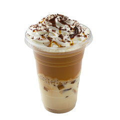 Iced coffee whipped cream on transparent background