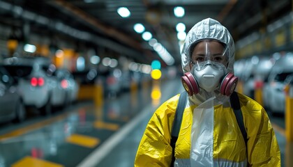 Man in protective suit 