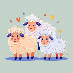 illustration of a sheep family