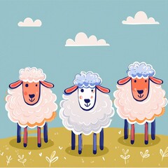 illustration of a sheep family