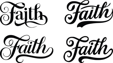 Set four Faith Letters in  calligraphic style.  ZIP file contains EPS, JPEG and PNG formats.