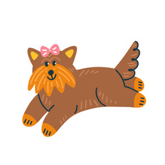 Yorkshire terrier breed dog isolated on the background. Cartoon character dog