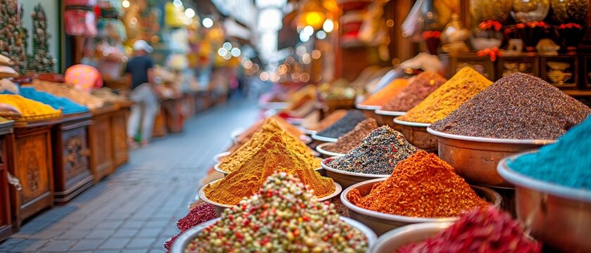 Vibrant Spices at the well-known Egyptian Bazaar, also known as Misir Carsisi in Istanbul.
