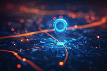 Map with a blue pin, suitable for travel websites