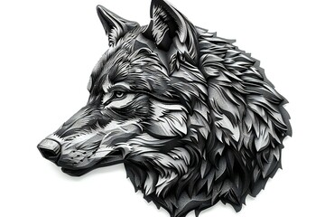 Wolf head isolated on white background with clipping path,   illustration