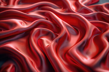 Red silk fabric with smooth folds, rendered in the style of Unreal Engine. Created with Ai