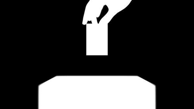 CGI hand casting vote in a ballot box. Green screen and Alpha Matte options. 3d render.