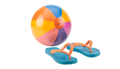 Beach Ball and Flip Flops on Transparent Background