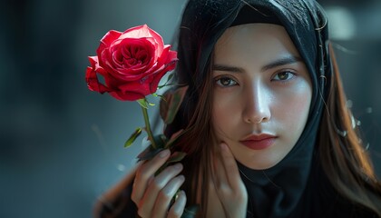 woman with rose