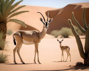 impala in the savannah, impala in the desert, Oasis Wildlife, desert animals - obrazy, fototapety, plakaty