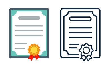 certificate or diploma isolated icons